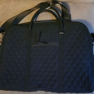 Vera Bradley Laptop Messenger Bag Quilted Black W/ Detachable Strap
